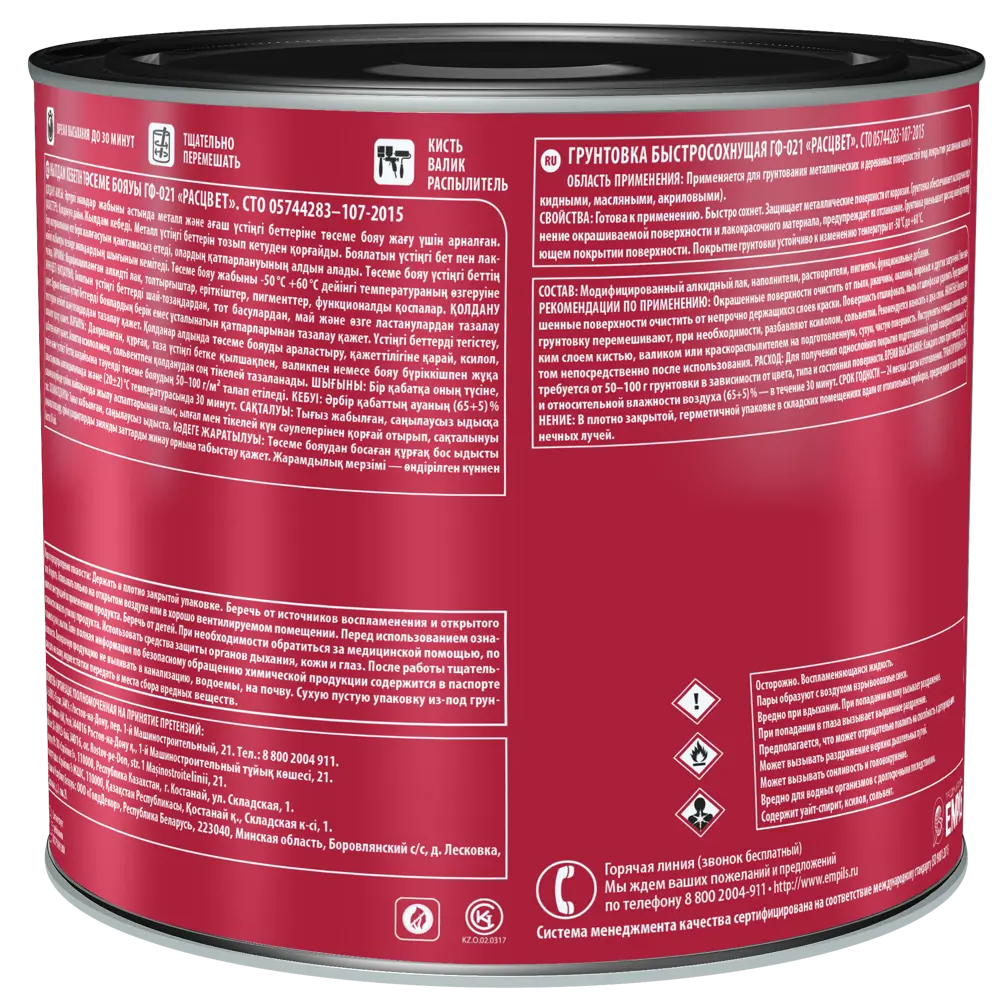 Грунтовка РАСЦВЕТ ГФ-021 серая 2.5 кг для внутренних работ 82560093 STLM-0029916 - Вид №2