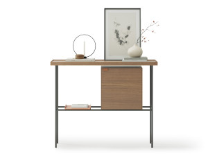 Прямоугольная консоль из дерева и металла с полками