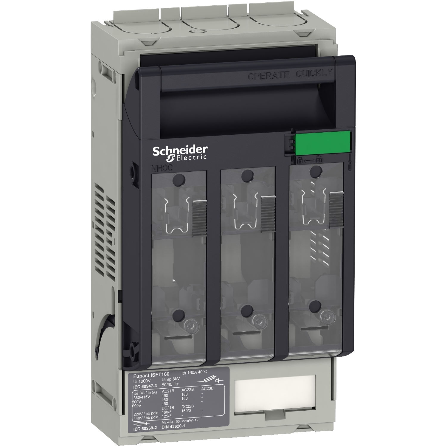 LV480801 ВЫКЛЮЧАТЕЬ-РАЗЪЕДИНИТЕЛЬ-ПРЕДОХРАНИТЕЛЬISFT160 3П ВЫВОДЫ М8 Schneider Electric FuPacT 