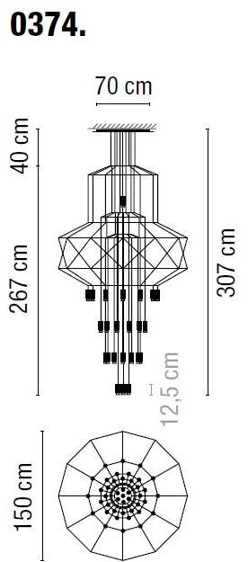 Vibia Светодиодный подвесной светильник с диммером Wireflow chandelier 0374 - Вид №3