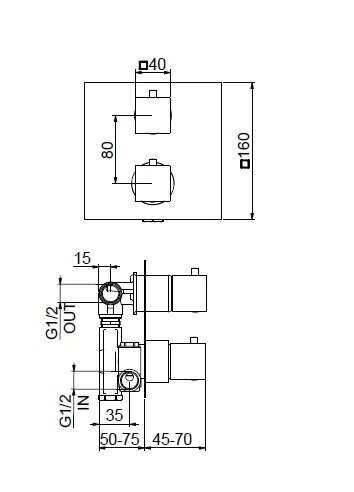 PE970902010 Смеситель для душа термостатический Webert Pegaso - Вид №1