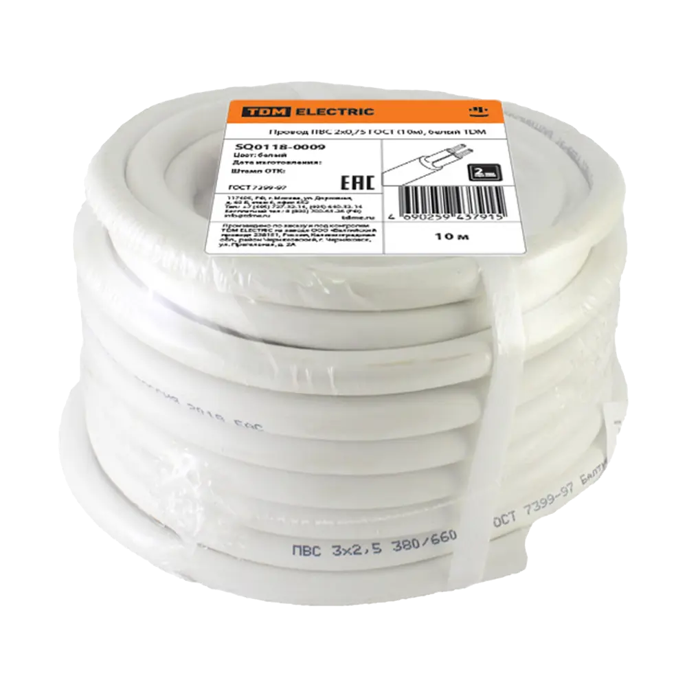 Провод Tdm Electric ПВС 2x0.75 10 м ГОСТ цвет серый STLM-2004995 - Вид №1