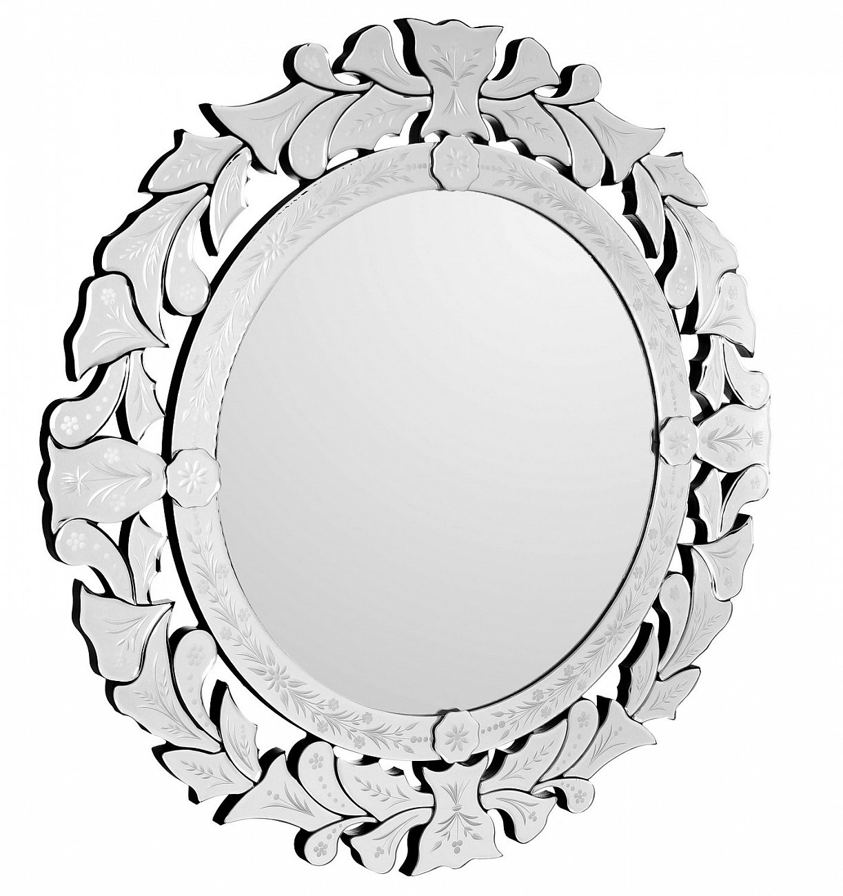 Зеркало венецианское круглое 85,5 см серебряное New Charm ART-ZERKALO ДИЗАЙНЕРСКИЕ 00-3884099 Зеркальный;серебро  - Вид №1
