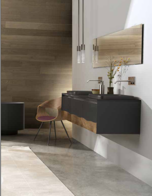 C375M3L50.101NC Тумба подвесная с 3 выдвижными ящиками A. e T. Italia TRACE Белый матовый - орех Каналетто Италия AeT ITALIA - Вид №5