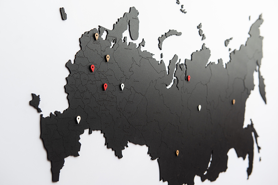 19-25 Карта-пазл wall decoration "российская федерация" с городами, 98х53 см, черная Mimi  - Вид №17