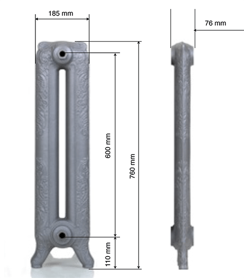 Чугунный радиатор GuRaTec Merkur 760 7 секций 7744 - Вид №6