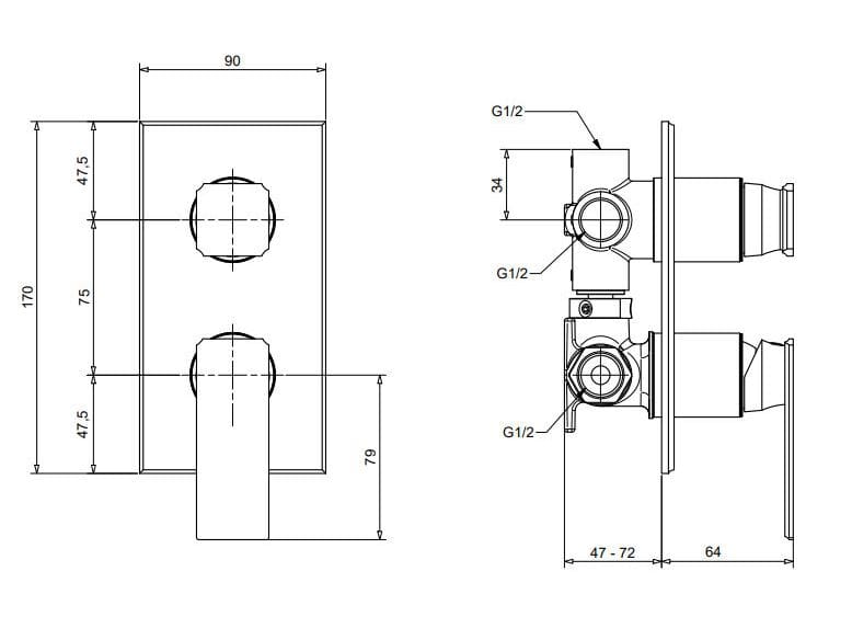 Смеситель для душа из хромированной латуни Bugnatese ателье ARCH-00051394 - Вид №2