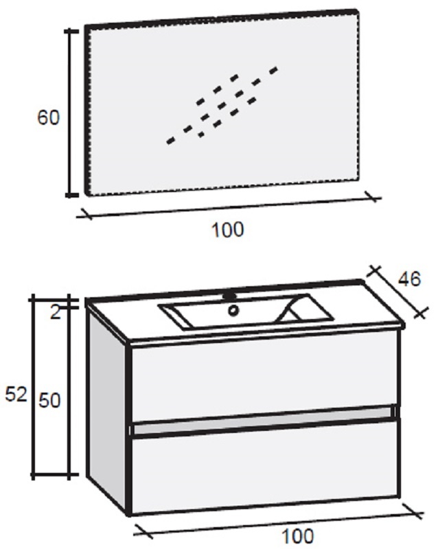 FPO100DP5S10 Комплект мебели Riho Porto Santreyd - Вид №1