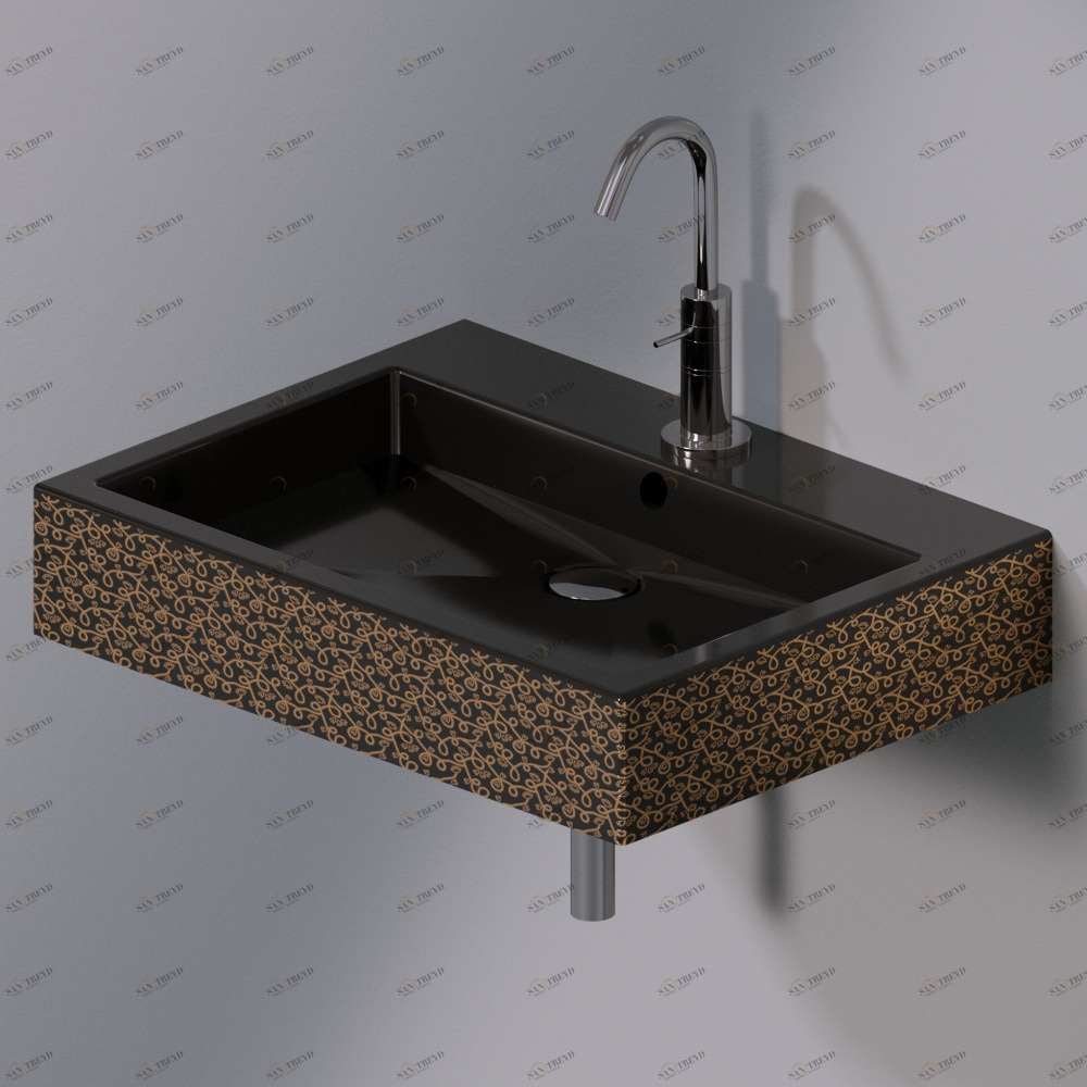 L267401G Подвесная раковина настенная прямоугольная A. e T. Italia Tank черная AeT ITALIA