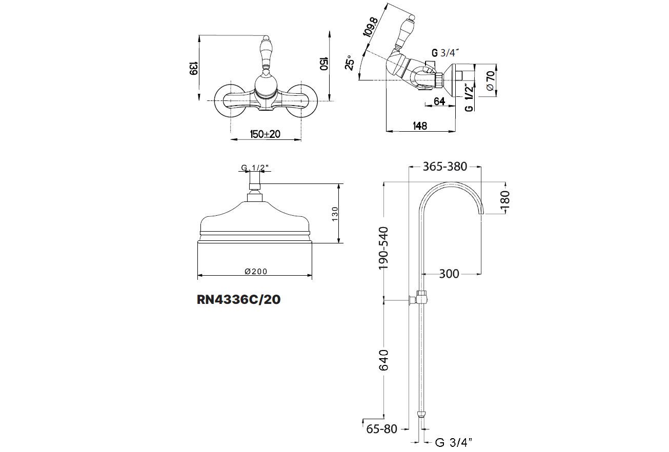 Душевая колонна с душем и ручным душем Gaia Mobili Complements ARCH-00017959 - Вид №2