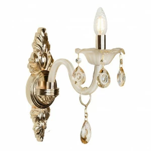 Бра с прозрачными подвесками шампань Asia 81072-1 WH ILAMP СВЕЧА 00-3949101 Бежевый;прозрачный