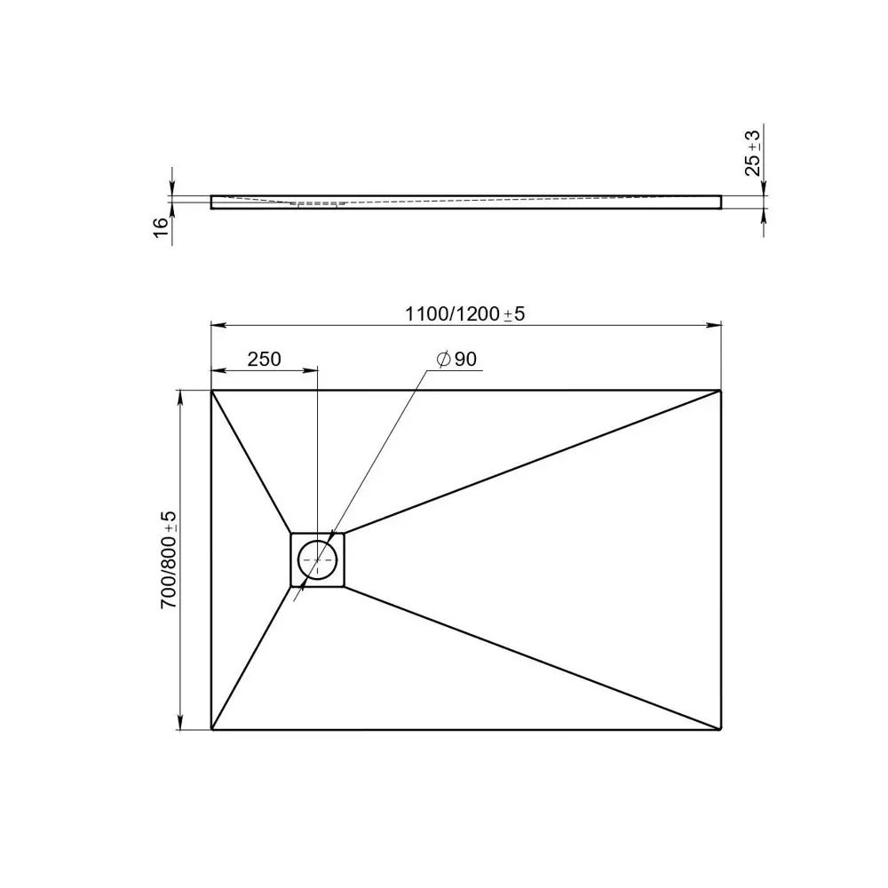 Душевой поддон Keram Essentia литьевой мрамор прямоугольный120x80 см цвет чёрный Santreyd STLM-2167355 - Вид №5