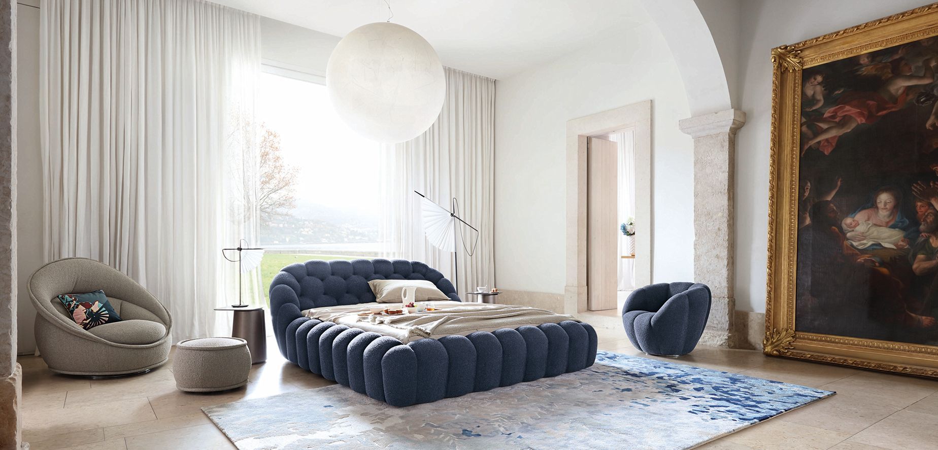 Двуспальная мягкая кровать из ткани ROCHE BOBOIS ARCH-00102953 - Вид №6