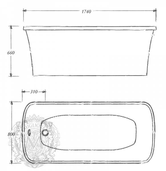 24631 Ванна из литьевого мрамора Migliore Olivia - Вид №3