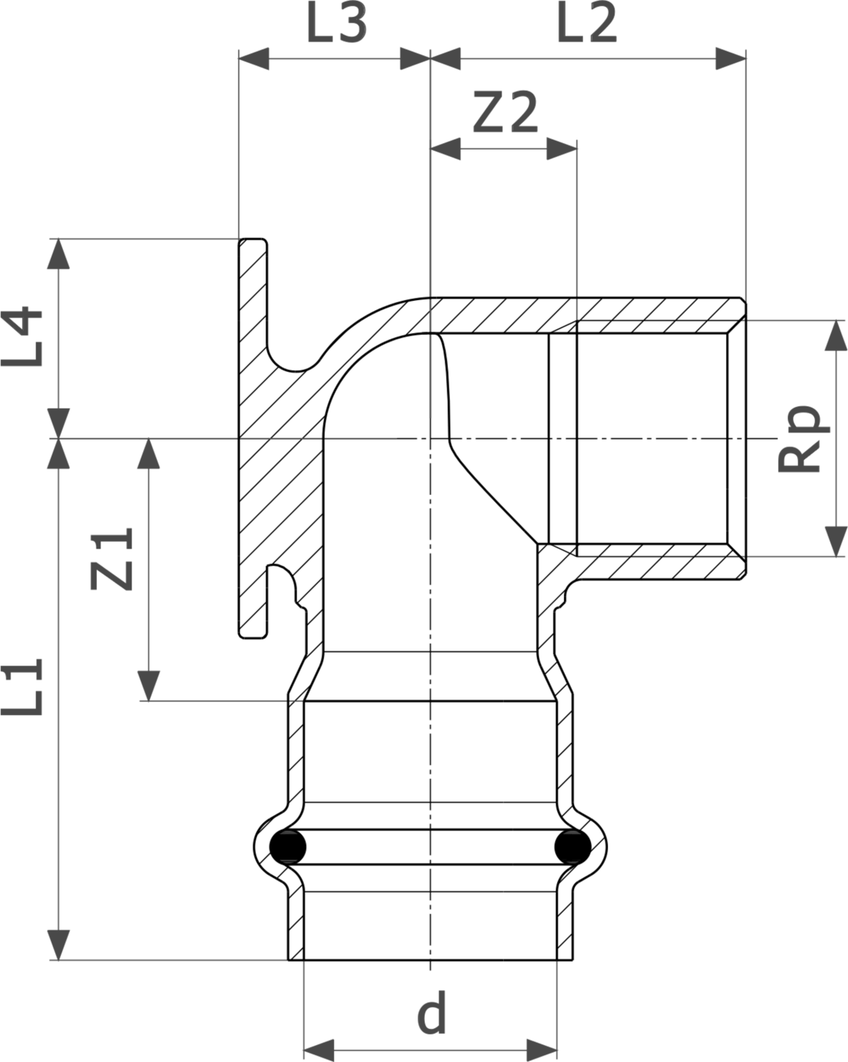 487 324 Модель 0225.5 Трубопроводные системы  Sanpress Inox G  Водорозетки Santreyd  - Вид №3