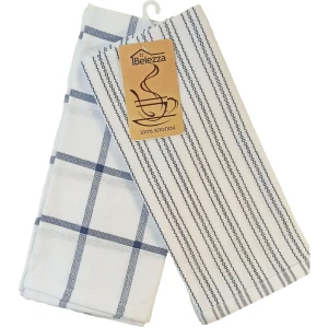 Набор полотенец вафельных Belezza Винсенте 075 40x60 см цвет сине-белый 2 шт.