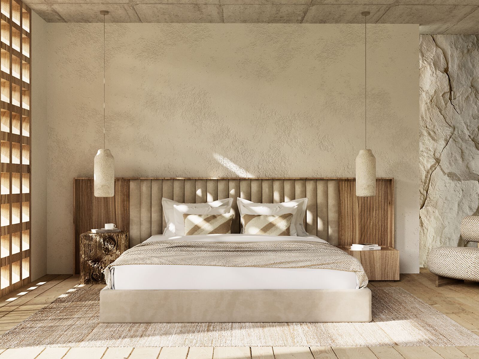 Двуспальная кровать из ткани ANA ROQUE INTERIORS ARCH-00062606 - Вид №1