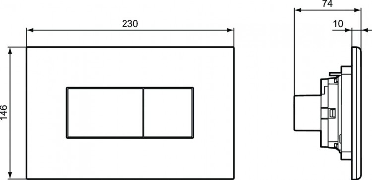 R0110AA Пневматическая панель смыва SOLEA P2 Ideal Standard PROSYS SOLEA  - Вид №2