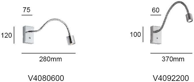 Terzo Light Светодиодная лампа для чтения из стали с гибким кронштейном  V40806  - Вид №3
