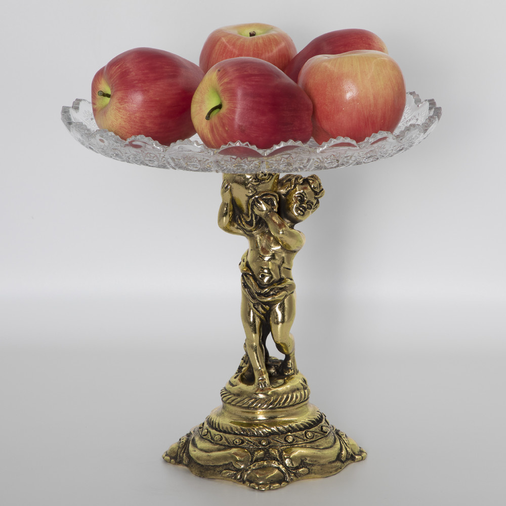 52092 BOGACHO Фруктовница-конфетница Путти с кувшином-5 Бронза мрамор / стекло  - Вид №2