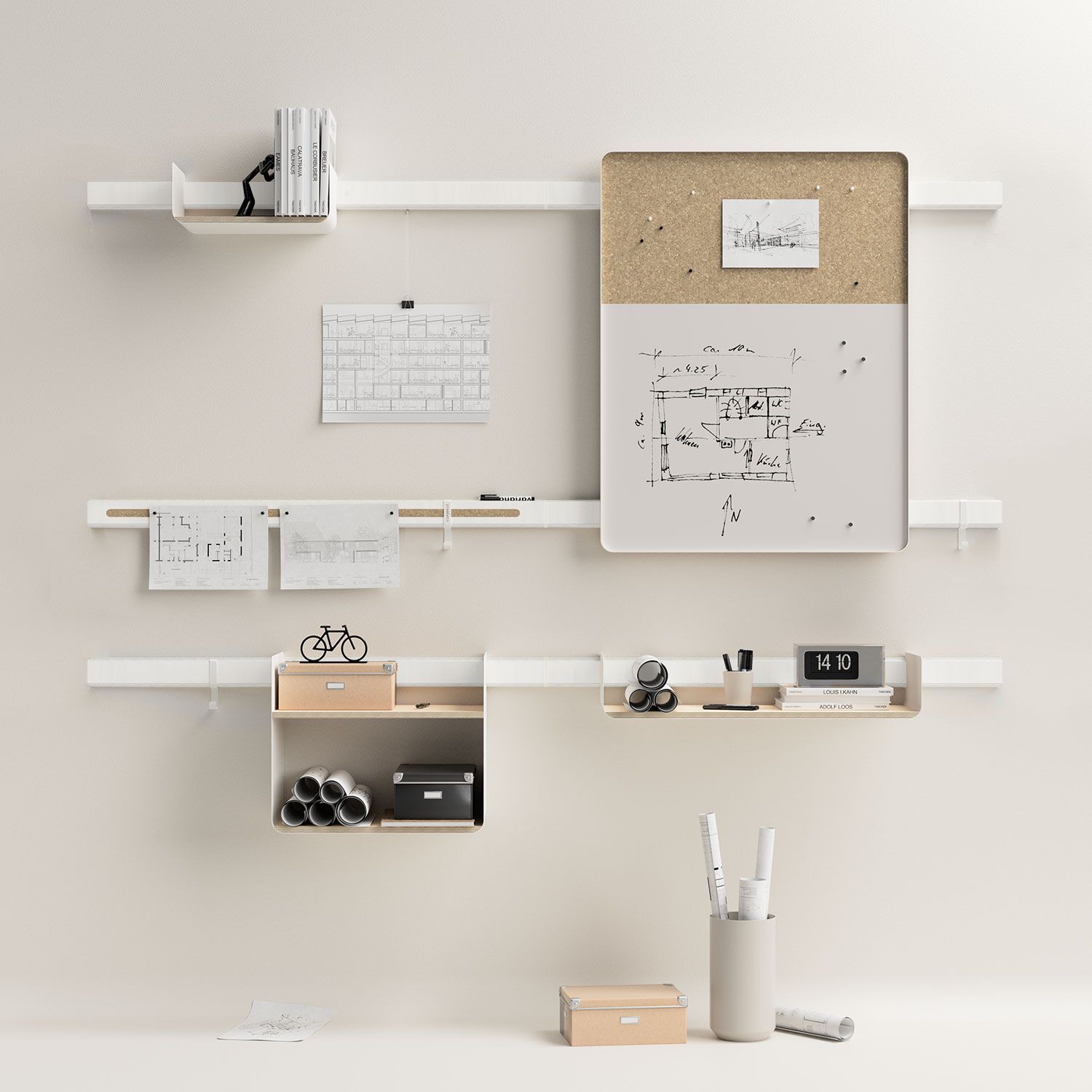 Система деревянных полок с доской и доской объявлений Variand Furniture H02 ARCH-00097442 - Вид №2