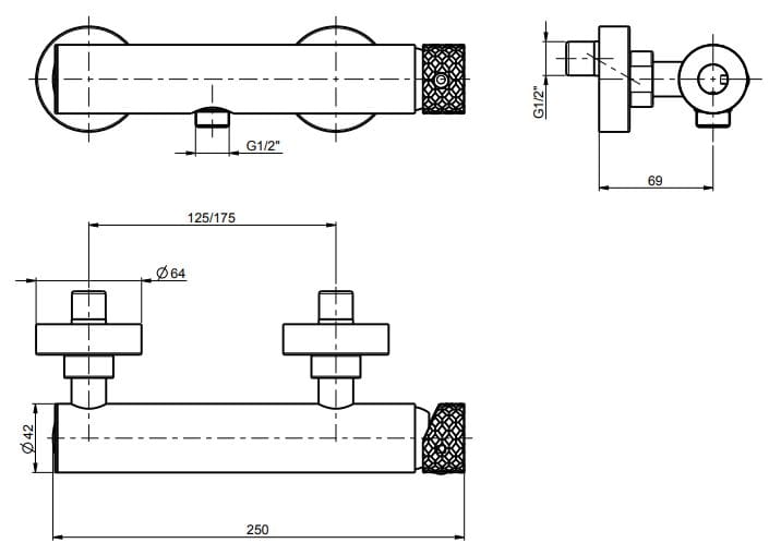 Однорычажный открытый смеситель для душа Rubinetterie Frattini Pepe XLS ARCH-00023803 - Вид №7