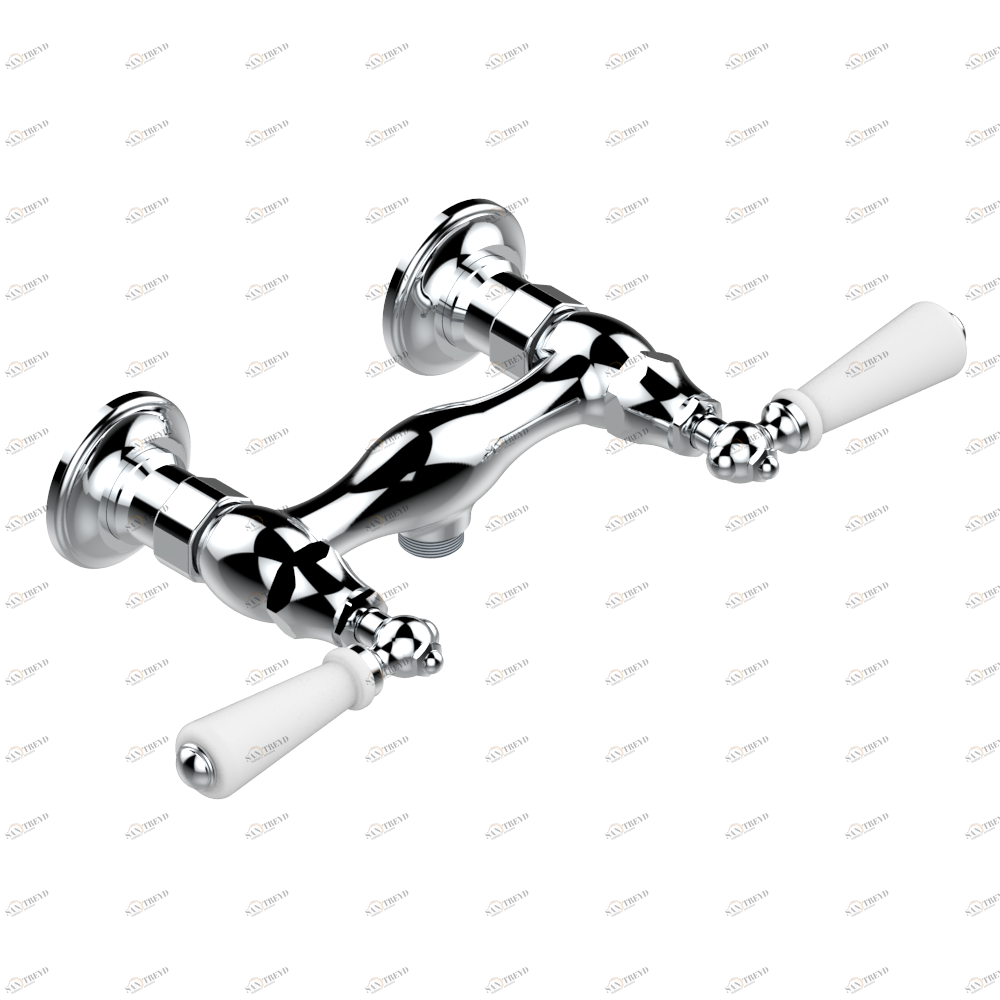 A04-64 Смеситель для душа настенный 1/2" - 150 мм между центрами - без шланга Thg-paris Broadway с рукоятками Хром A04 64  A02 CAT.A