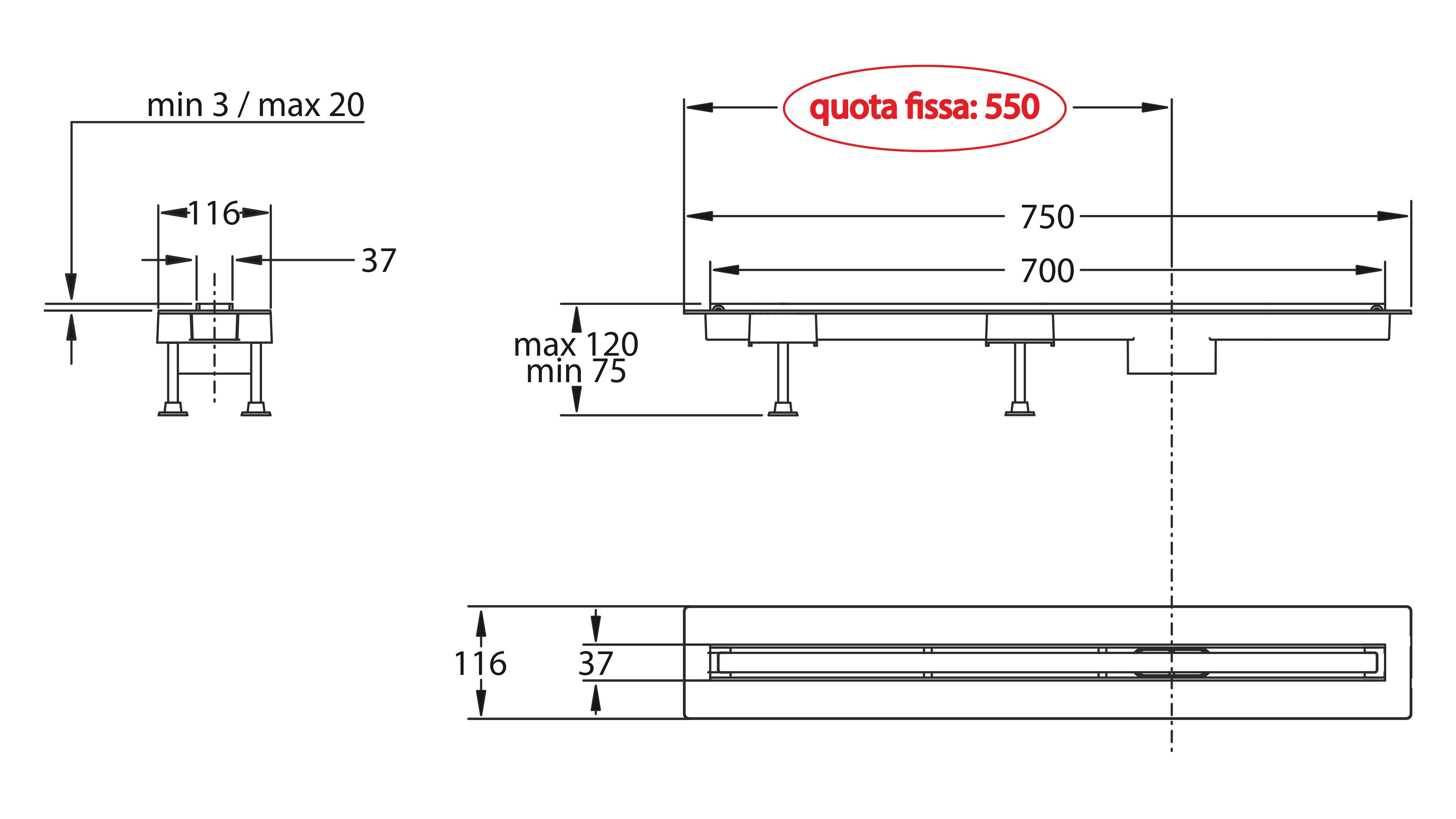 Слив для душа из нержавеющей стали Bonomini Canalissima ARCH-00097577 - Вид №2