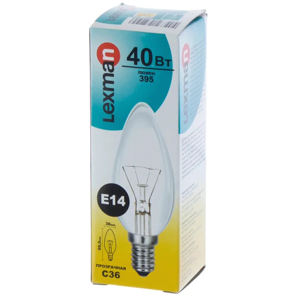 Лампа накаливания Lexman свеча E14 40 Вт свет тёплый белый STLM-2085580 - Вид №1