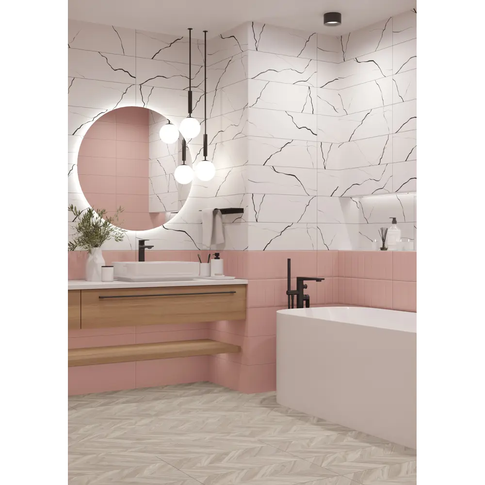 Настенная плитка LB Ceramics Одри 20x60 см 0.84 м² цвет розовый полосы STLM-2103336 - Вид №3