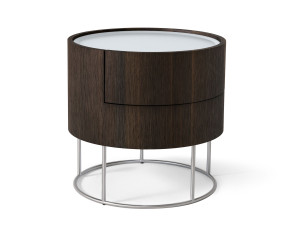 Круглая тумбочка из дуба с освещением с ящиками