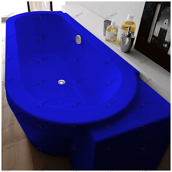 Ванна Gruppo treesse Playa V8181-SX-SI синяя овальная угловая пристенная левая VTLV8181SXSI