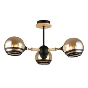 90684902 Светильник потолочный IMEX MD.4896-3-S BK+WOOD 3 лампы 10 м² цвет дерево/черный STLM-1336321