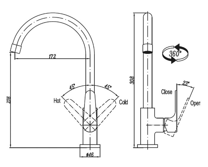 Смеситель для кухни Cezares LACONICO-C-LL25-01 - Вид №1