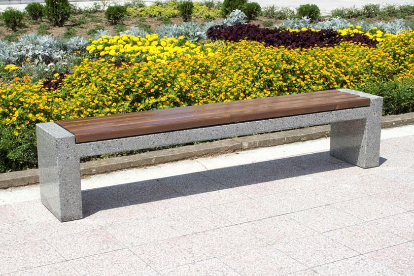 ENCHO ENCHEV - ETE Скамейка из бетона и дерева без спинки  185  - Вид №1