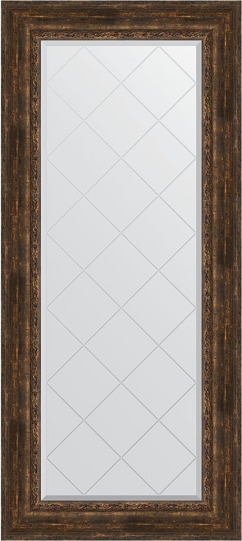 BY 4172 Зеркало с гравировкой в багетной раме - состаренное дерево с орнаментом 120 mm EVOFORM Exclusive-G