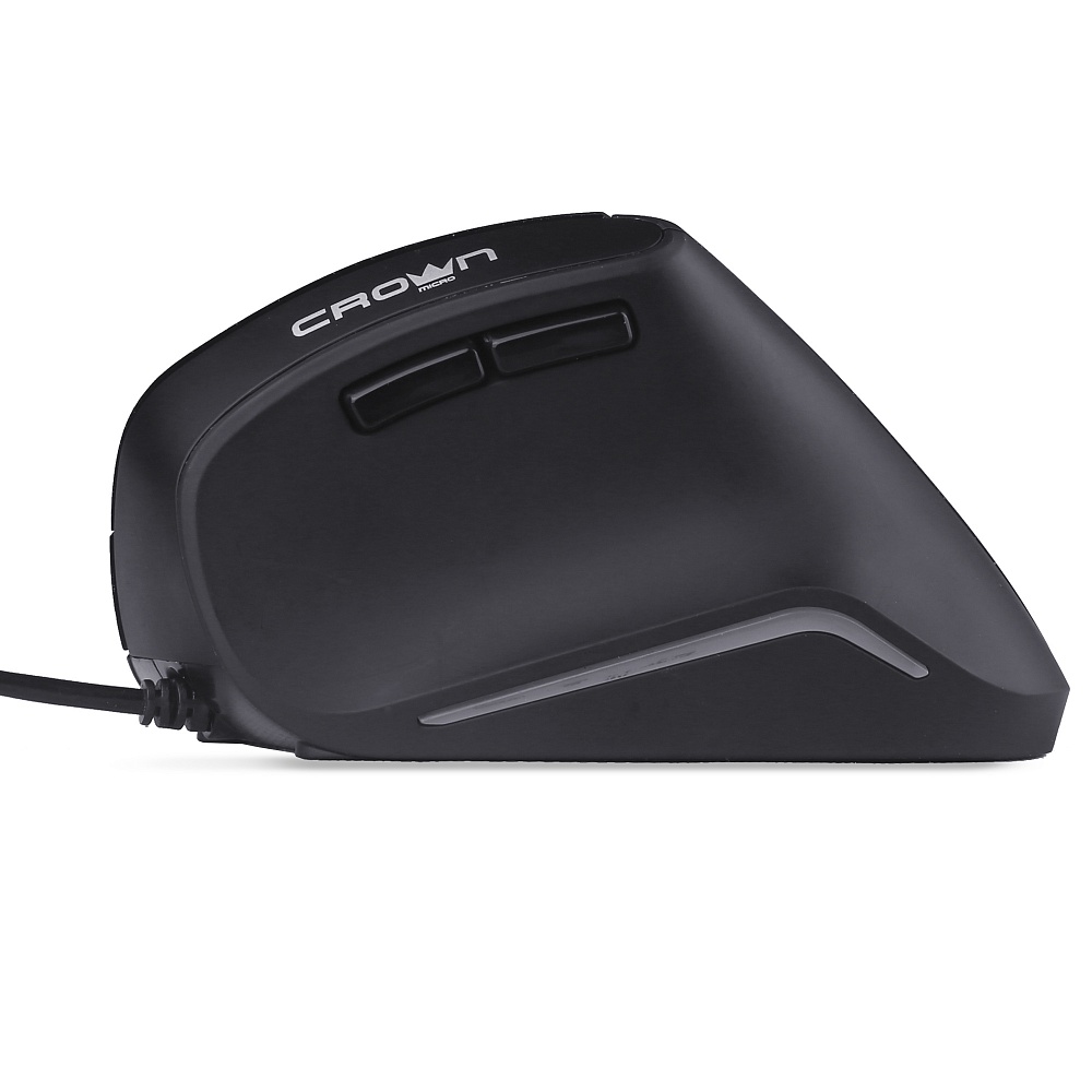 CMM-960 Health Мышь проводная usb (black, вертикальная (профилактика туннельного синдрома) , soft-touch; 6 кнопок;1000/1600 dpi; led индикатор; длина провода: 1.8м; usb ,plug & play) Crown Santreyd  - Вид №3