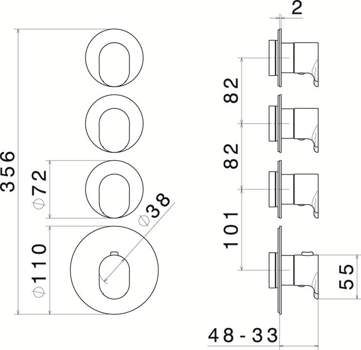newform Термостатический смеситель для душа Termostatici multiutenza 3 uscite 67630e - Вид №1