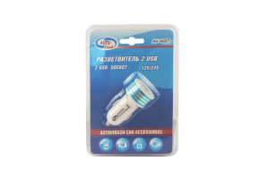 15880974 Разветвитель прикуривателя (зарядное устройство) 2 USB /12/24V AV-4027 AUTOVIRAZH