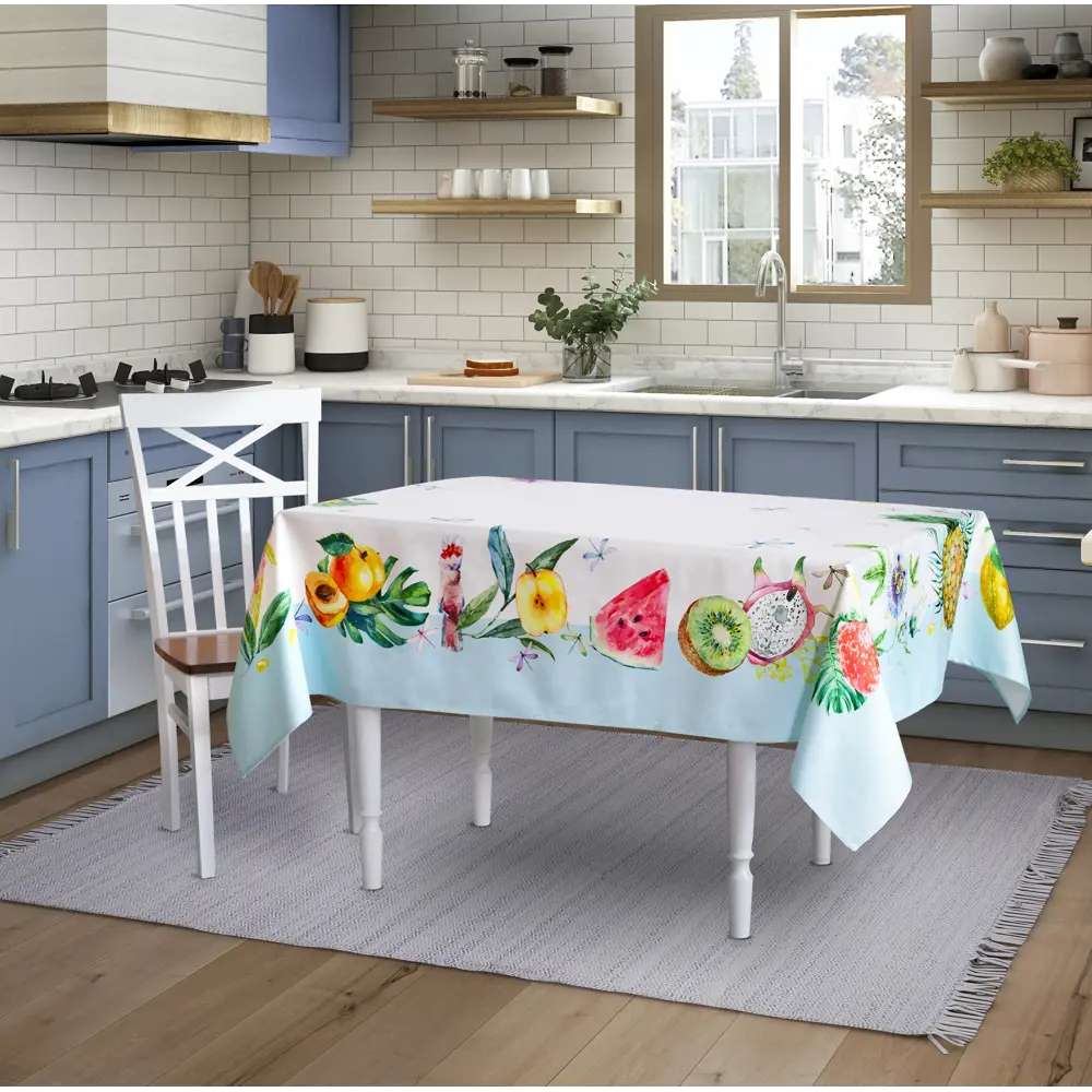 Скатерть "Фрукты", прямоугольная, 140x180 см, цвет бирюзовый GARDEN STLM-2150734