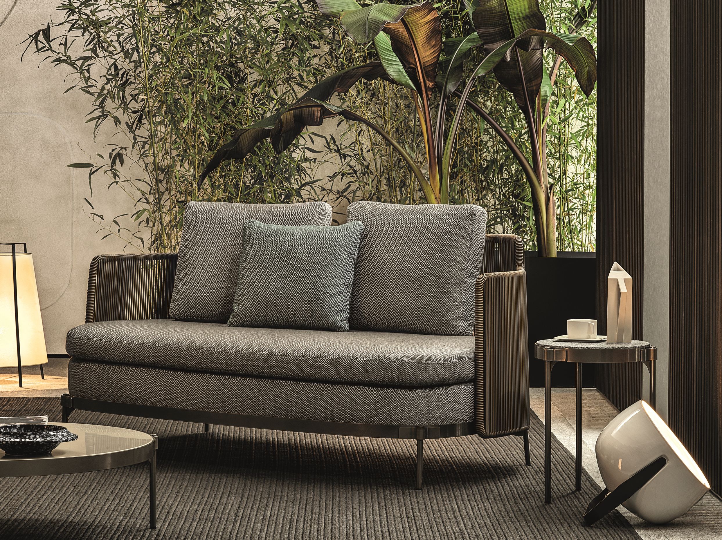 Ткань 2 местный открытый диван Minotti Tape Cord Outdoor ARCH-00044676 - Вид №1