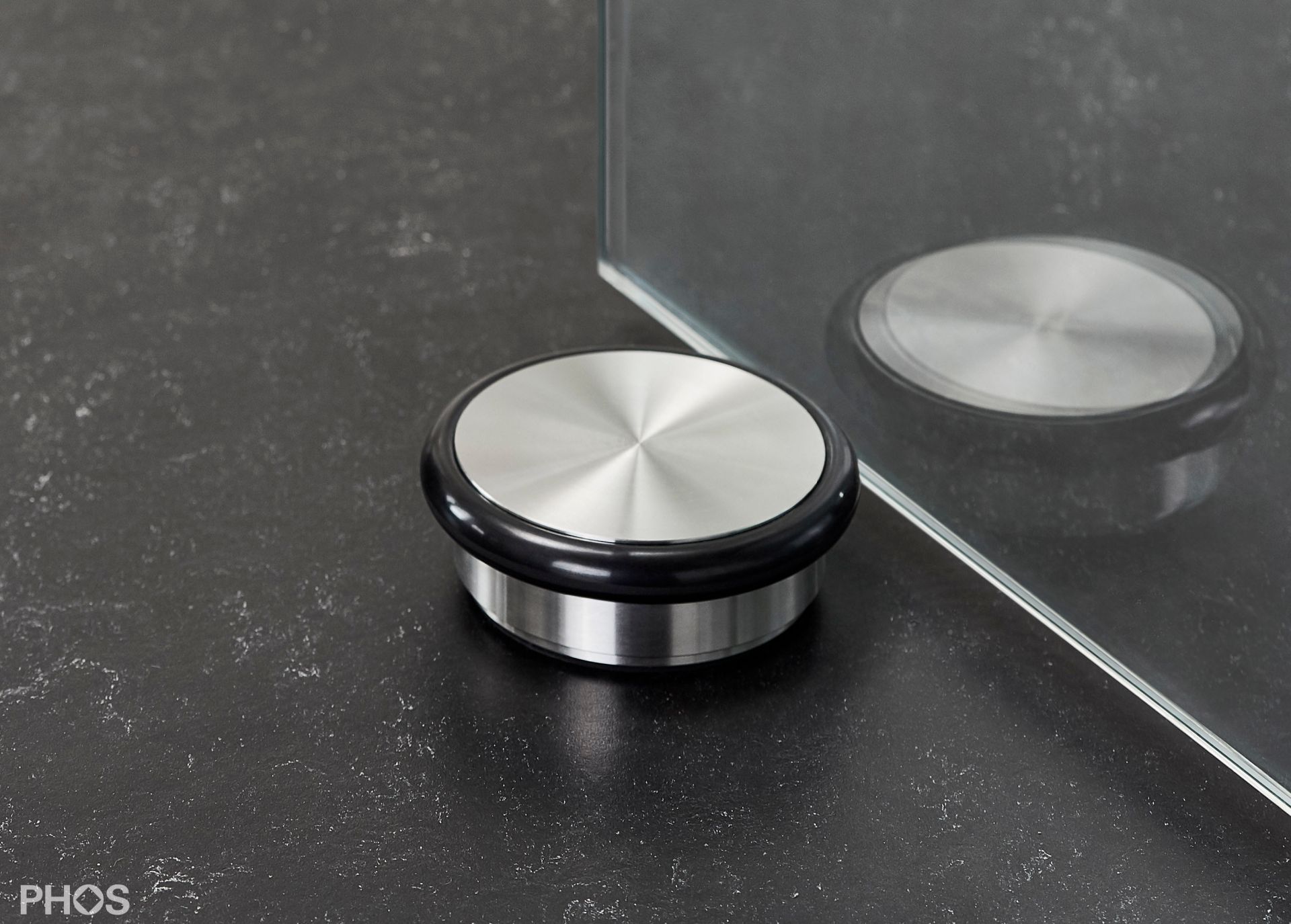 TSB90-30 Стопор напольной двери, без шурупов, ø90 мм, высота 30 мм. PHOS  - Вид №1