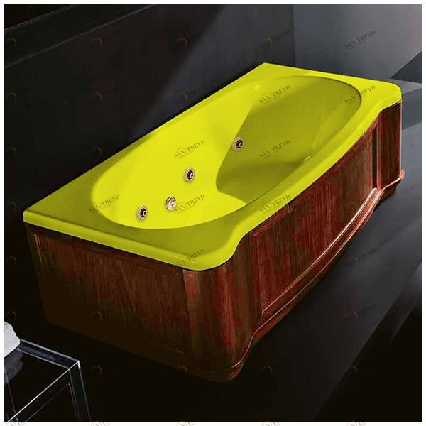 Ванна Gruppo treesse New Classic Young STD-V6747-DX-WO-ZZ жёлтая с золотой фурнитурой и гидромассажем прямоугольная правая деревянная панель орех STDV6747DXWOZZ