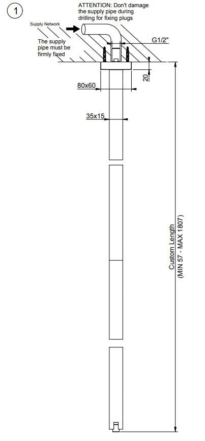 Латунный потолочный смеситель для раковины Gessi прямоугольник ARCH-00069803 - Вид №1