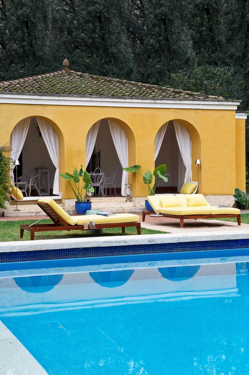 Unopiù Двойная садовая кушетка из красного дерева и ткани C'est la vie Bomoled - Вид №4