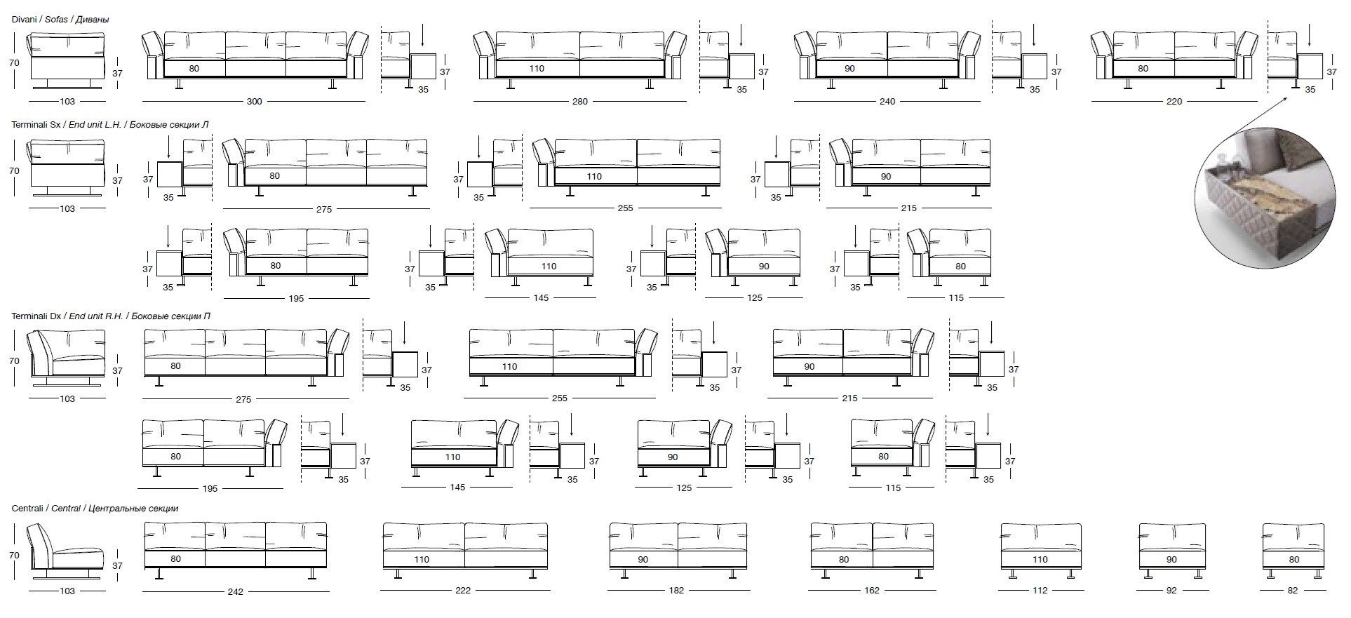 3-местный кожаный диван Longhi Loveluxe ARCH-00116683 - Вид №2