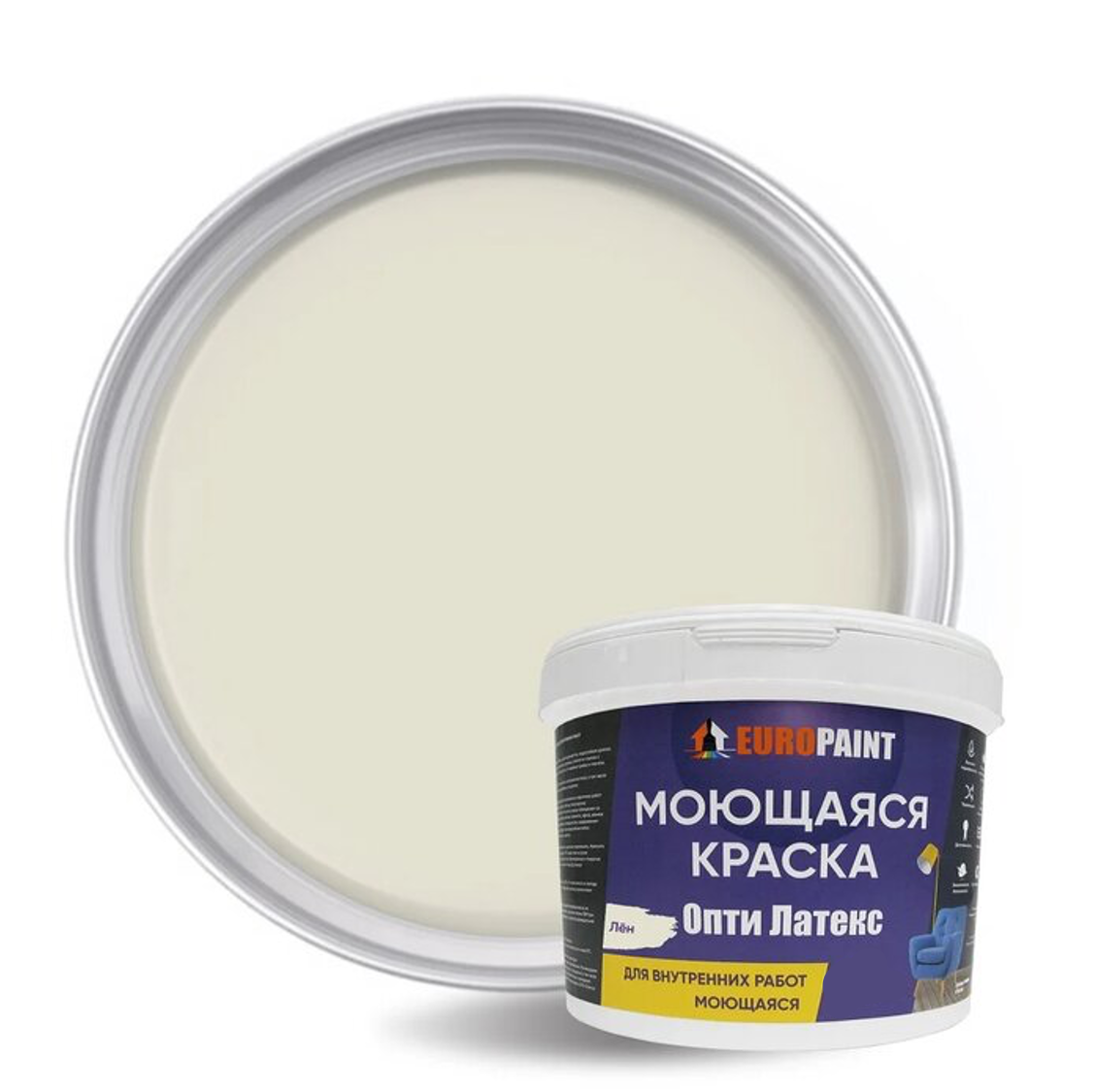 90295591 Краска Опти Латекс цвет лен 1 л STLM-0172859 EUROPAINT