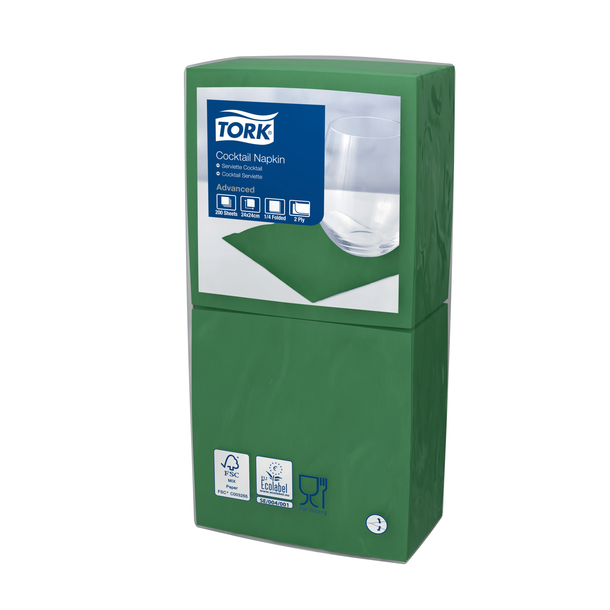 47782739 Коктейльная салфетка тёмно-зелёного цвета Tork 