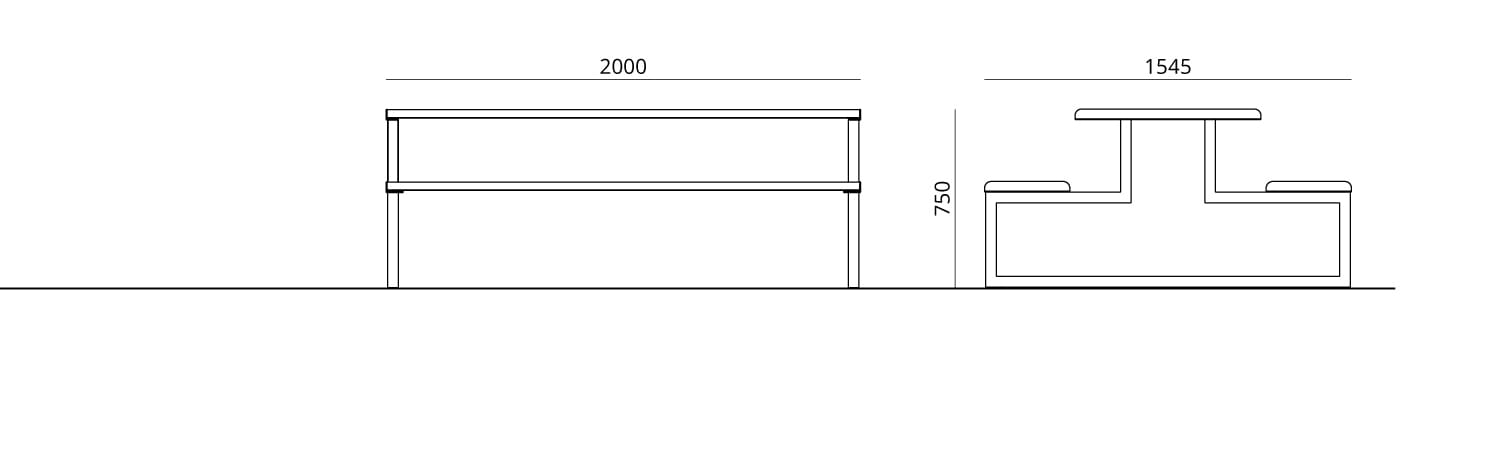 Прямоугольный стол для пикника со встроенными скамейками Urbantime Портфель.h24 ARCH-00025327 - Вид №2