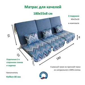 91642399 Матрас для садовых качелей Everena Outdoor segment blue zigzak 180x55 см синий STLM-1535201